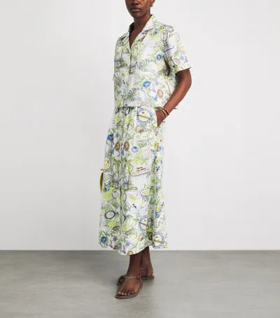 Maje Postcard-print Button-front Midi Skirt In Multi