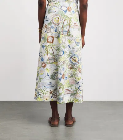 Maje Postcard-print Button-front Midi Skirt In Multi