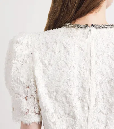 Rebecca Vallance Dillon Crystal And Sequin-embellished Lace Mini Dress In White
