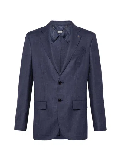 Billionaire Crest Single-breasted Blazer In Blue