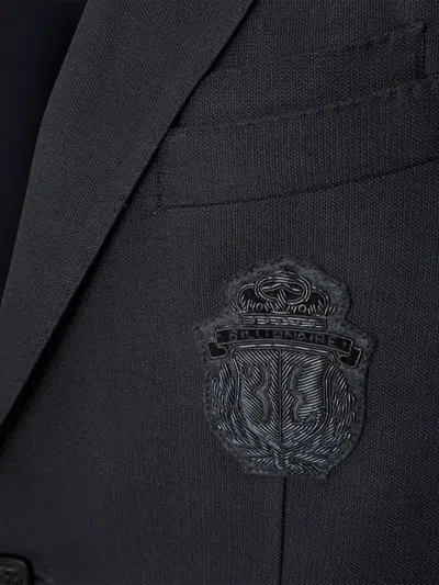 Billionaire Constant Crest-patch Single-breasted Blazer In Black