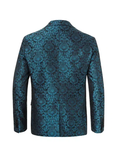 Billionaire Cesar Damask-patterned Blazer In Blue