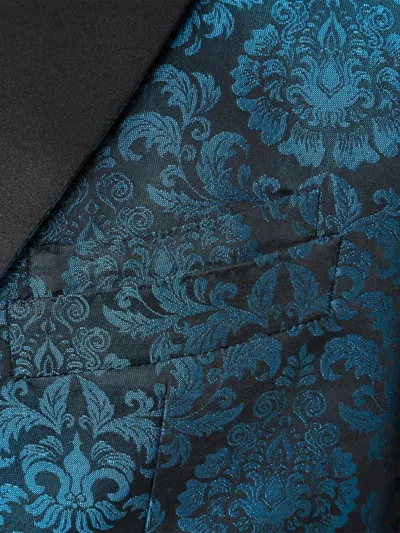 Billionaire Cesar Damask-patterned Blazer In Blue