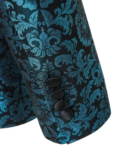 Billionaire Cesar Damask-patterned Blazer In Blue