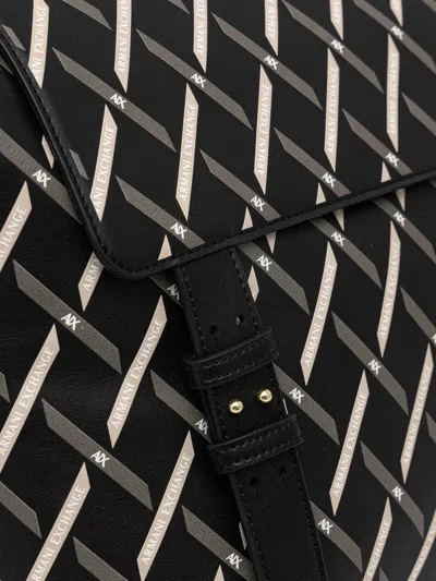 Armani Exchange Logo-print Foldover Backpack In Black