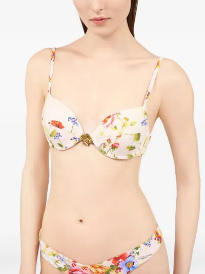 Roberto Cavalli Floral Print Detail Bikini Top In Pink