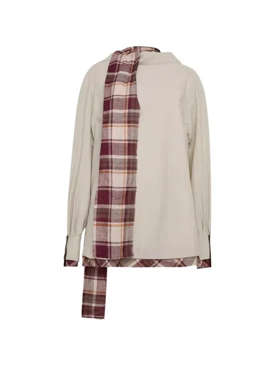 Marbell Hailey Check-panel Shirt In Neutral