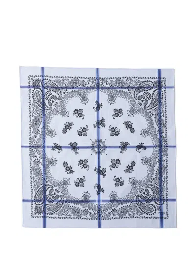 Prada Printed Cotton Scarf 65 In Blue