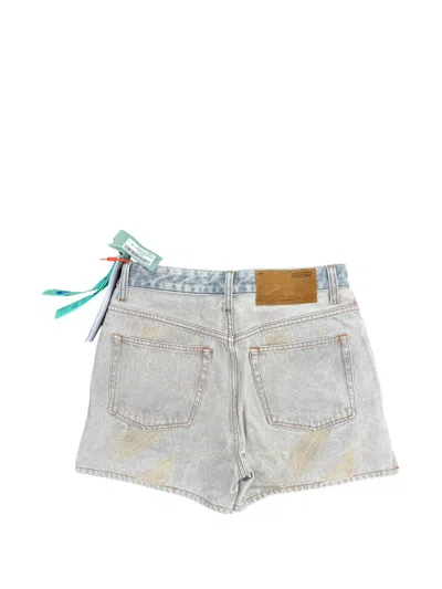 Off-white Marbled-effect Denim Shorts In Pattern