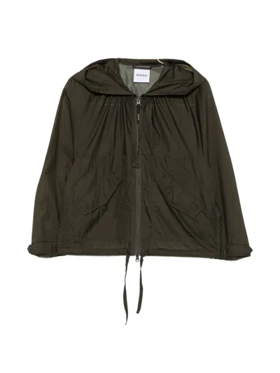 Aspesi Hooded Jacket Nylon Silk Long Sleeves In Brown