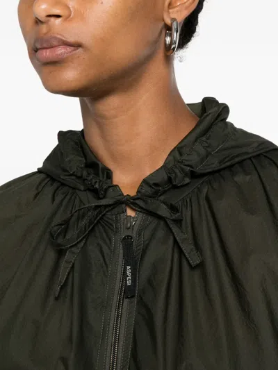 Aspesi Hooded Jacket Nylon Silk Long Sleeves In Brown
