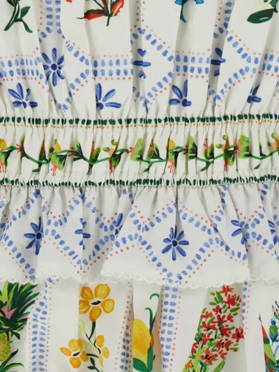 Farm Rio Off-white Tropical Porcelain Organic Cotton Maxi Dress In Multi