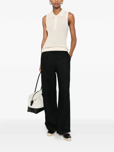 Gant Pointelle-knit Sleeveless Polo Shirt In Neutral