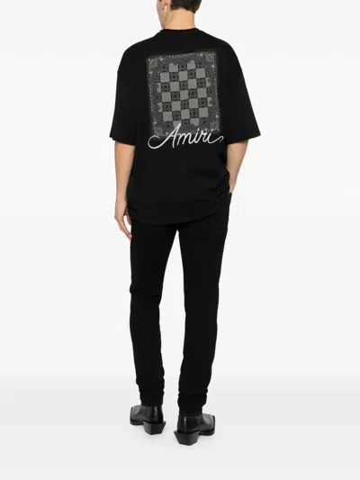 Amiri Logo-embroidered Bandana-print T-shirt In Black