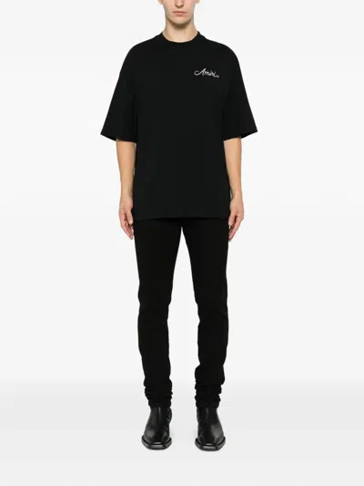 Amiri Logo-embroidered Bandana-print T-shirt In Black