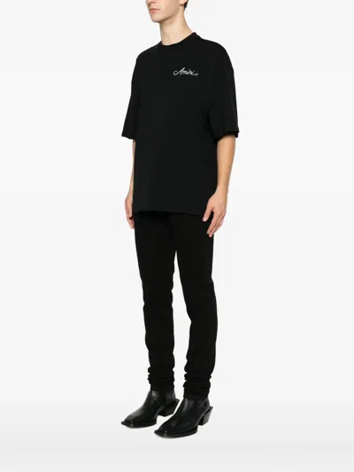 Amiri Logo-embroidered Bandana-print T-shirt In Black