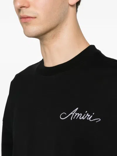 Amiri Logo-embroidered Bandana-print T-shirt In Black