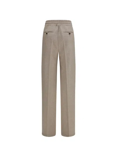 Kiton Check-pattern Drawstring Trousers In Brown