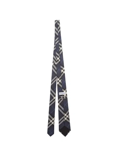 Burberry Checked Pointed-tip Tie In Blue