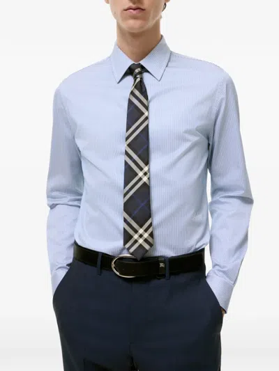 Burberry Checked Pointed-tip Tie In Blue
