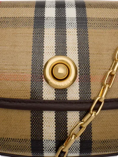 Burberry Shoulder Bag Checkered Pattern Chain Strap In Brown