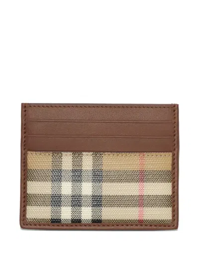 Burberry Check Card Case In Brown