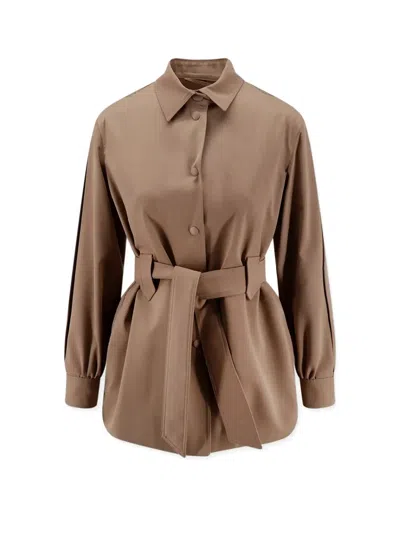 Max Mara Belted Wool Jacket In Multi