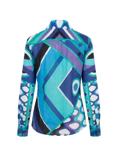 Pucci Geometric-pattern Shirt In Blue
