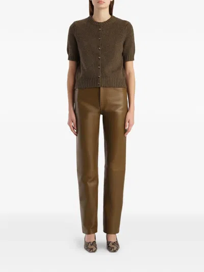 Khaite Womens Artichoke Nora Short-sleeve Knitted Cashmere Cardigan In Brown