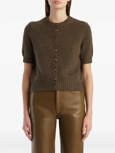 Khaite Womens Artichoke Nora Short-sleeve Knitted Cashmere Cardigan In Brown