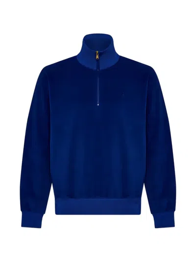 Aman Half-zip Sweater In Blue