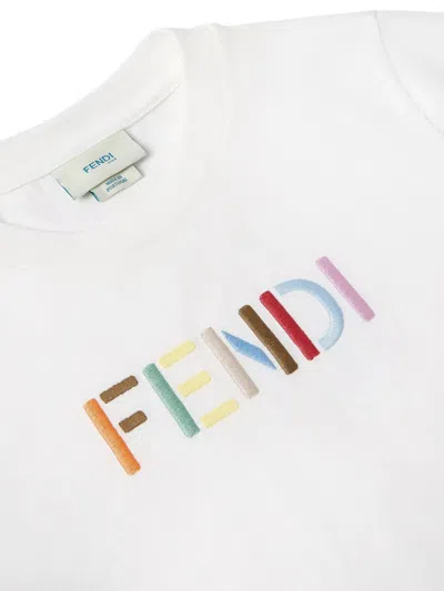 Fendi Embroidered Logo-patch T-shirt In White