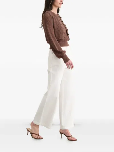 Toccin Tori Open-knit Cropped Cardigan In Brown