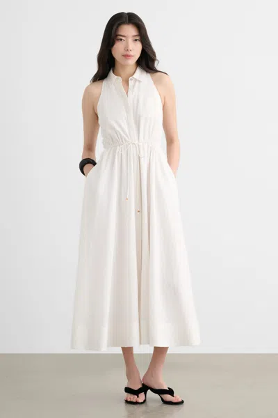 Toccin Tiana Sleeveless Shirt Midi Dress In White
