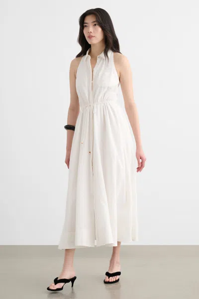 Toccin Tiana Sleeveless Shirt Midi Dress In White