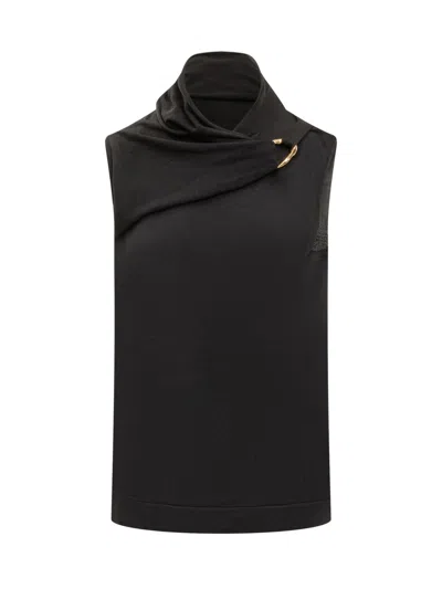 Jil Sander Black Solid Cowl Neck Top In Black
