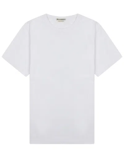 Jw Anderson White Solid Crew Neck T-shirt In White