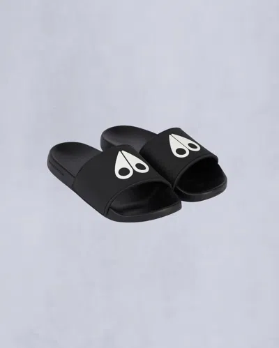 Moose Knuckles Logo Icon Sport Slides In Black