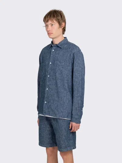 Minimum Titan Patch-pocket Overshirt In Blue
