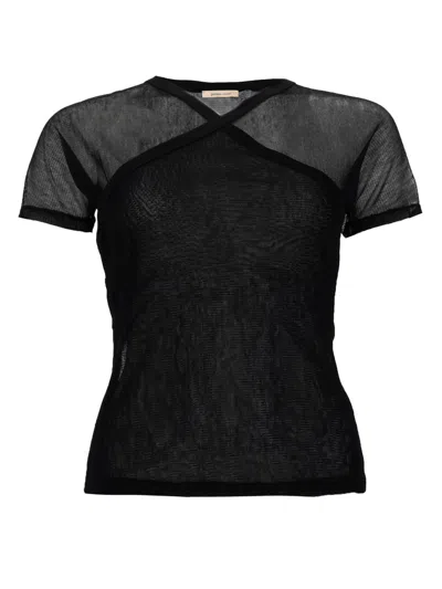 Paloma Wool Olimpia Sheer Mesh Short Top In Black