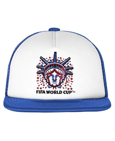 Outerstuff Men's White/royal Usmnt Defender Adjustable Trucker Hat In Multi