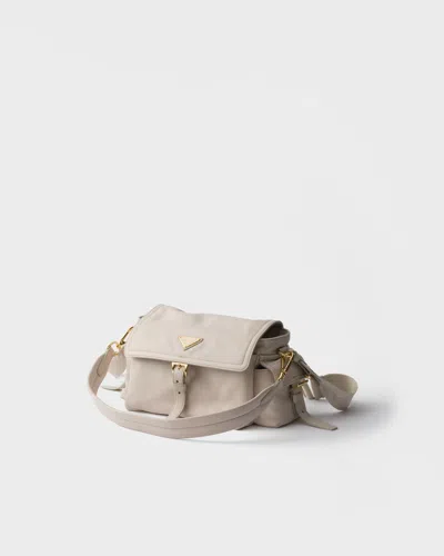 Prada Explore Medium Nappa Leather Shoulder Bag With Flap In Gray