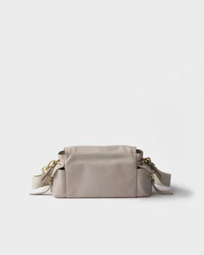 Prada Explore Medium Nappa Leather Shoulder Bag With Flap In Gray