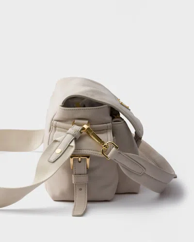 Prada Explore Medium Nappa Leather Shoulder Bag With Flap In Gray