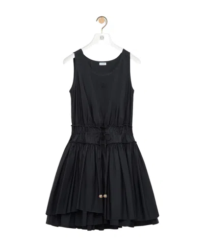 Loewe Drawstring Mini Dress In Black