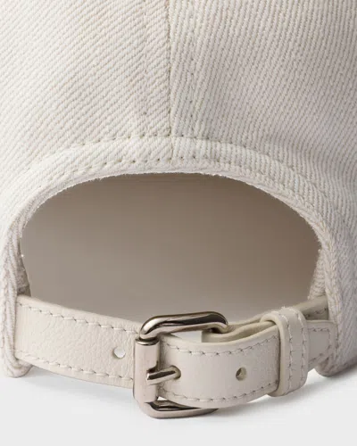 Prada White Textured Baseball Hat In Gray