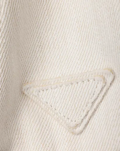 Prada White Textured Baseball Hat In Gray