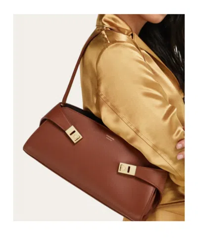 Ferragamo Hug East-west Small Leather Shoulder Bag In Brown