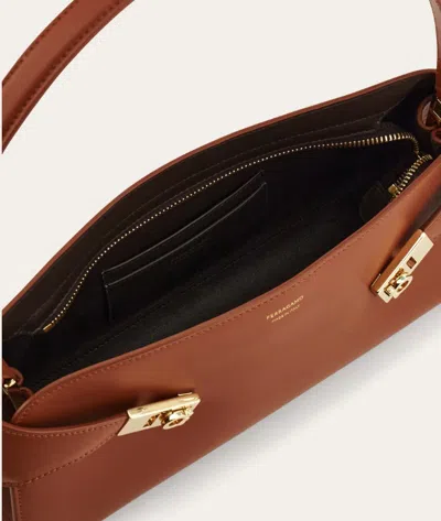 Ferragamo Hug East-west Small Leather Shoulder Bag In Brown