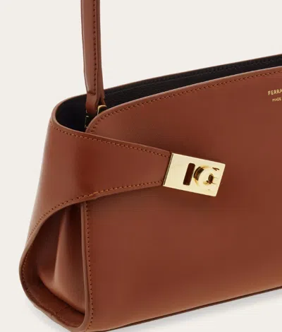 Ferragamo Hug East-west Small Leather Shoulder Bag In Brown